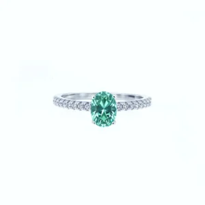 1CT Paraiba S925 Ring - Diamond Cut, 5x7mm