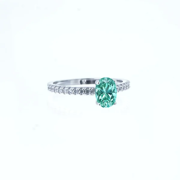 1CT Paraiba S925 Ring - Diamond Cut, 5x7mm