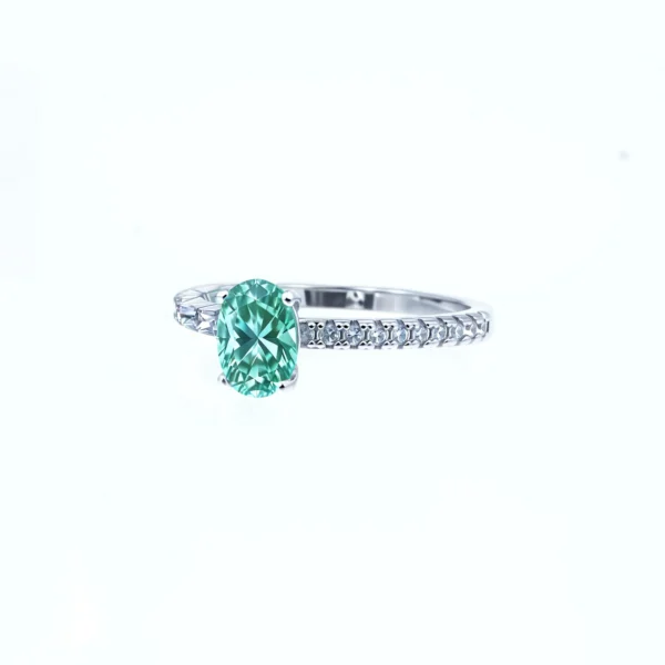 1CT Paraiba S925 Ring - Diamond Cut, 5x7mm
