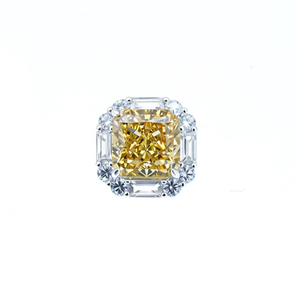 5CT*2 Fancy Vivid Yellow S925 Earrings - Ice & Radiant Cut