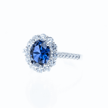 3CT Blue Sapphire S925 Silver Ring – Diamond Cut
