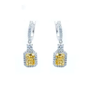 2CT*2 Fancy Yellow S925 Earrings - Ice & Radiant Cut