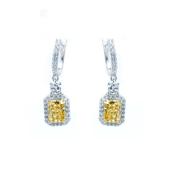 2CT*2 Fancy Yellow S925 Earrings - Ice & Radiant Cut