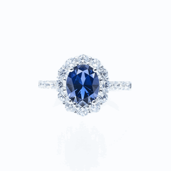 3CT Blue Sapphire S925 Silver Ring – Diamond Cut