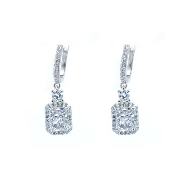2CT*2 D Color S925 Earrings - Ice & Radiant Cut