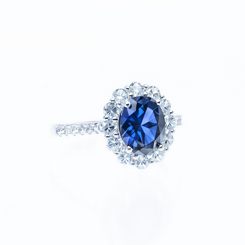 3CT Blue Sapphire S925 Silver Ring – Diamond Cut