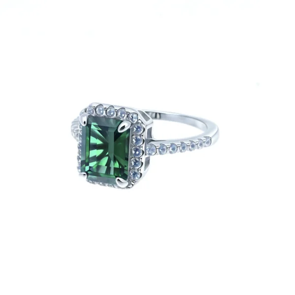 3CT Emerald S925 Silver Ring – Step Cut & Pyramid Cut